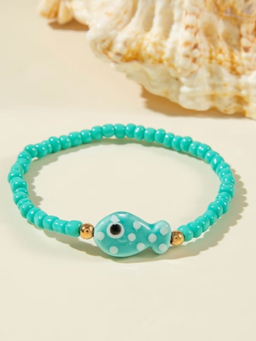 IMOLI Bohemian Ocean Seed Bead Bracelet Fish Pendant Beachy Bracelet